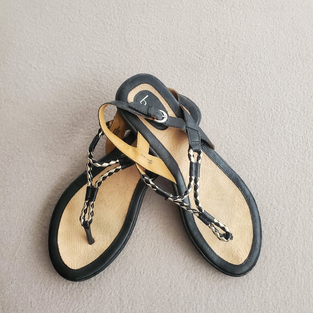 BOC Born Concept Women's Shoes Size 10M Thong Sandals Silver/Black Flats